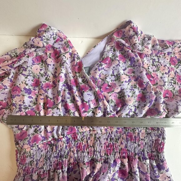 Rabbit Rabbit Designs Dress Womens 18 Purple‎ Pink Floral S/S Maxi Boho Fairy - Picture 9 of 11